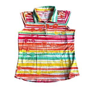 IBKUL Womens Sz Large Active Wear Sleeveless Polo Shirt Top